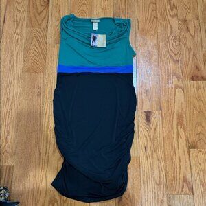 Miss Tina Teal and Black Midi Dress